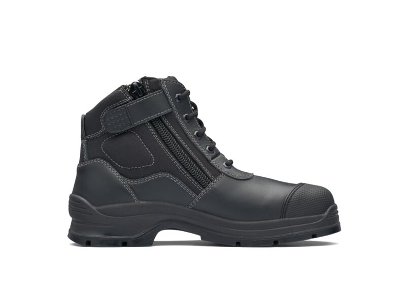 Blundstone 319 Black leather zip side ankle safety hiker