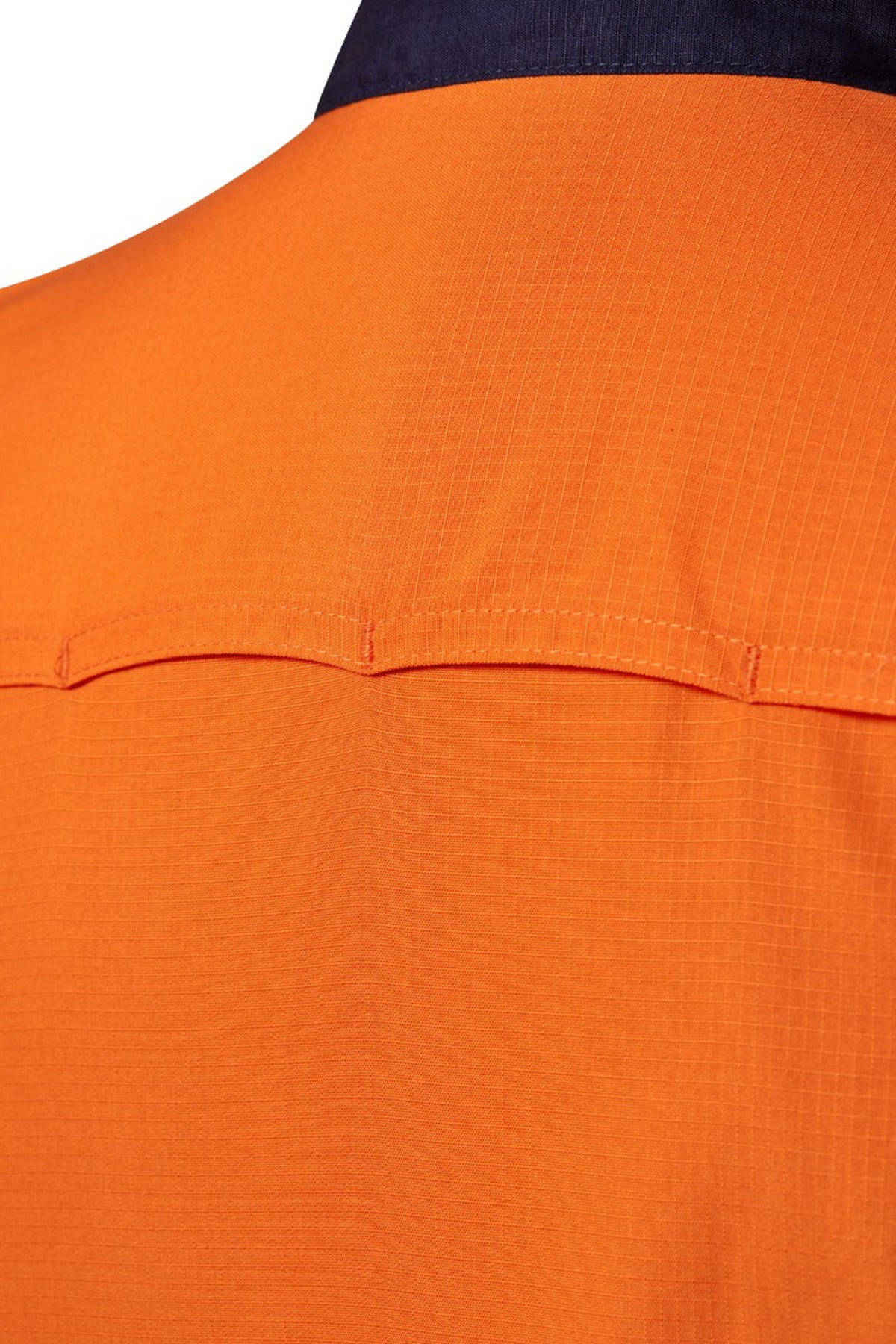 Workcraft WS6066 Mens Hi Vis Long Sleeve Vented Ripstop Shirt in Orange/Navy