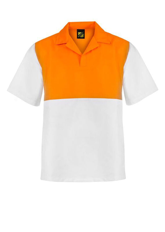 Workcraft WS3008 Hi Vis Short Sleeve Food Industry Jacshirt in Orange/White