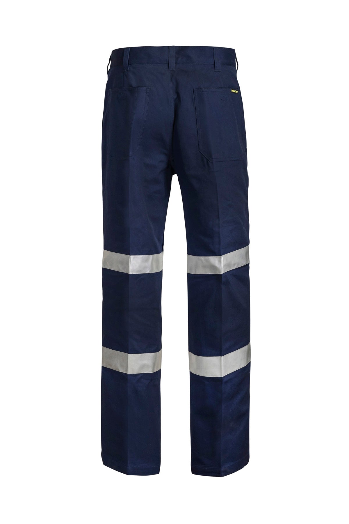 Workcraft WP4006L Mens Reflective Single Pleat Cotton Drill Trouser Long in Navy