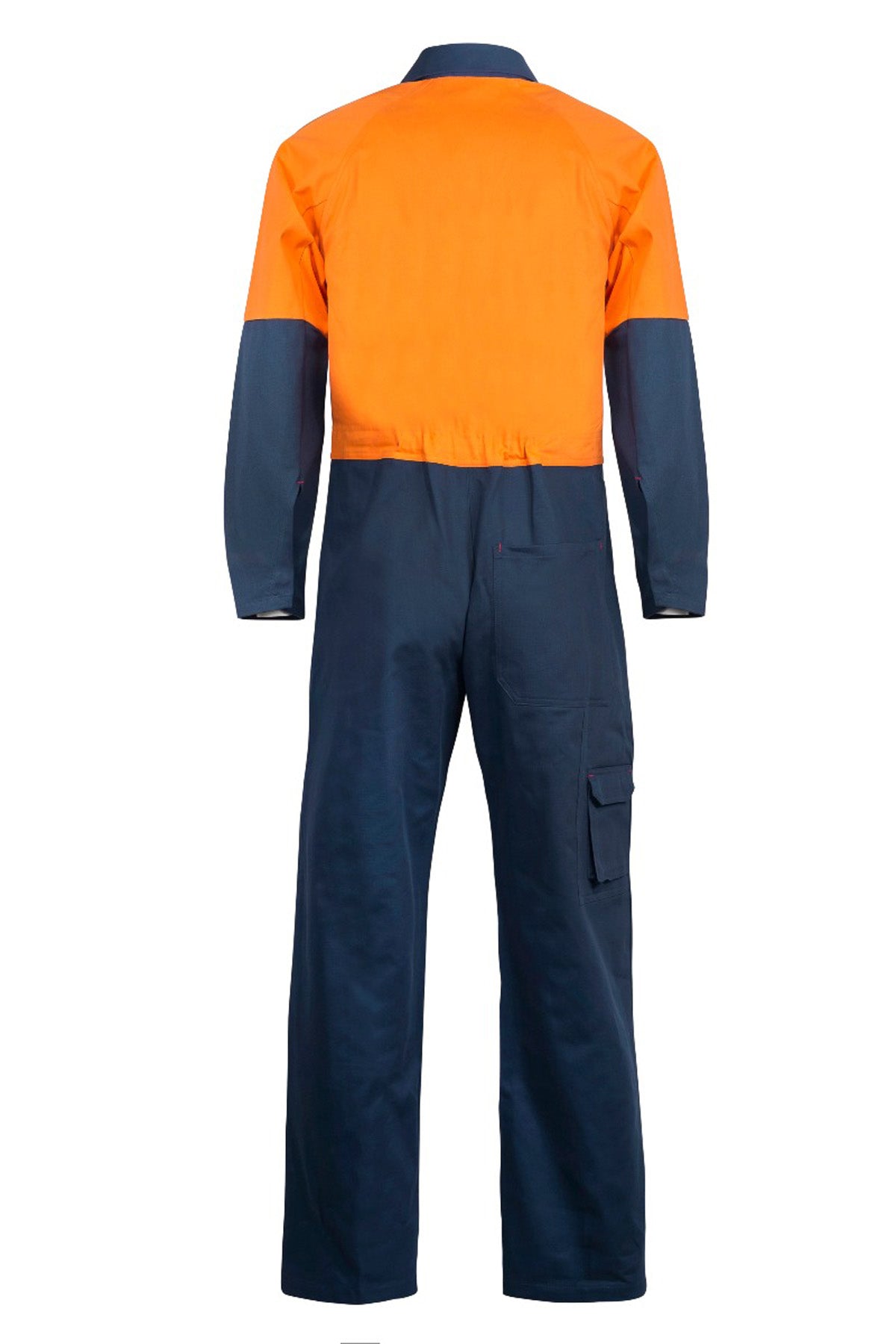 Workcraft WC3051L Mens Hi Vis Cotton Drill Coveralls Long in Orange/Navy