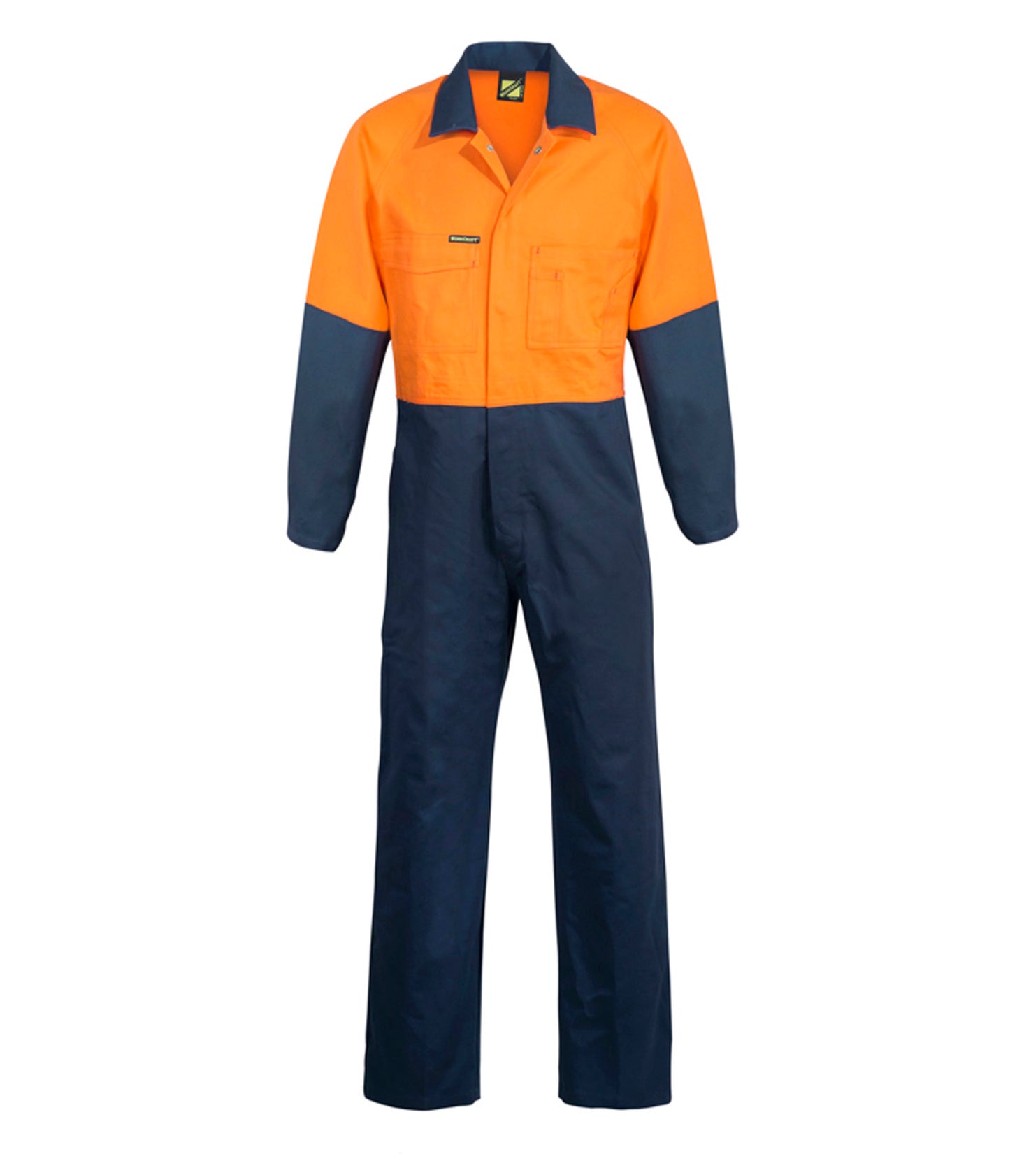 Workcraft WC3059 Mens Hi Vis Poly/Cotton Coveralls in Orange/Navy