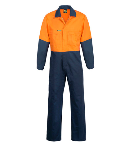 Workcraft WC3059 Mens Hi Vis Poly/Cotton Coveralls in Orange/Navy