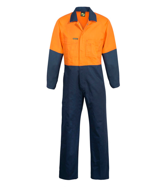 Workcraft WC3059 Mens Hi Vis Poly/Cotton Coveralls in Orange/Navy