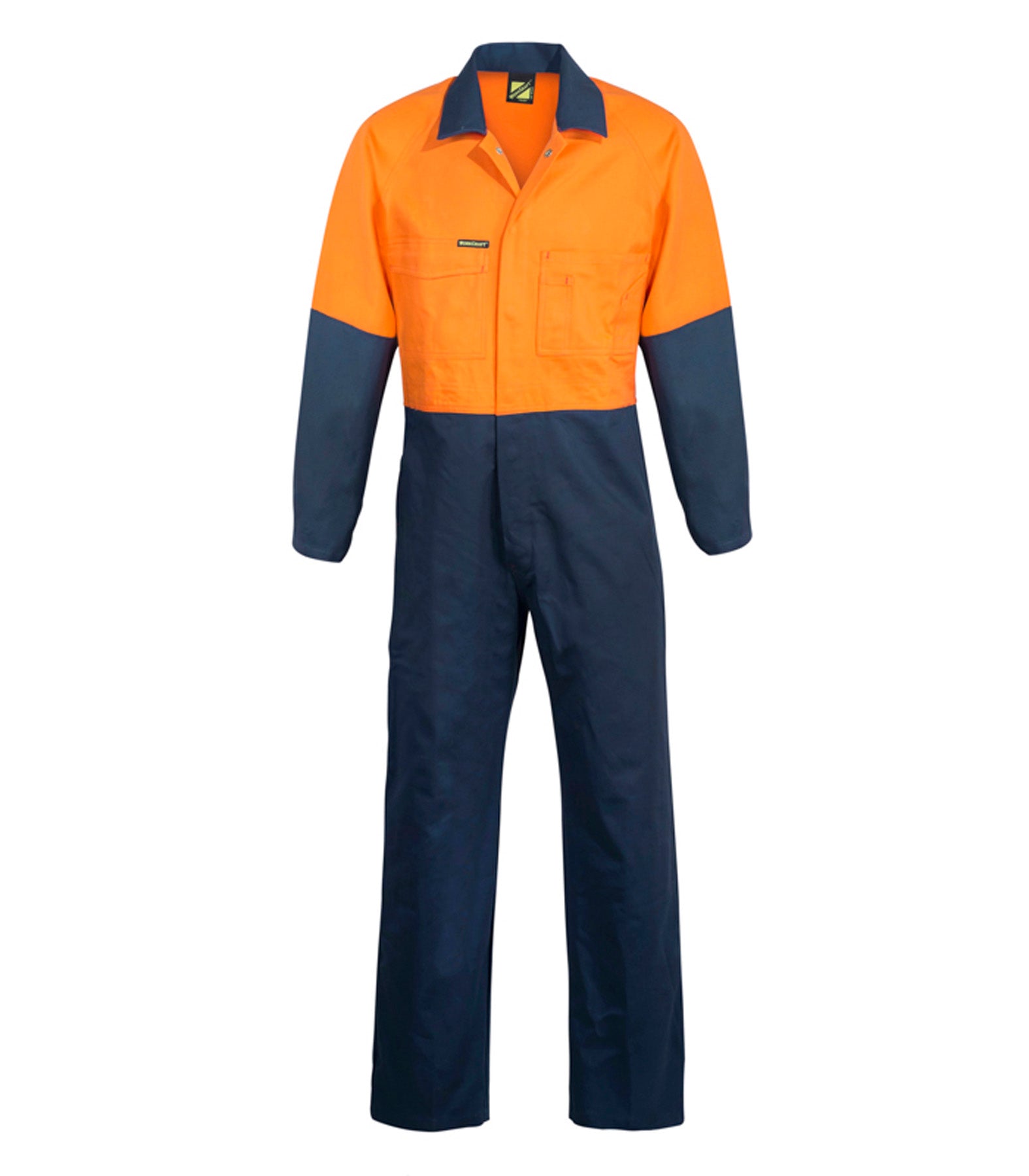 Workcraft WC3059L Mens Hi Vis Poly/Cotton Coveralls Long in Orange/Navy