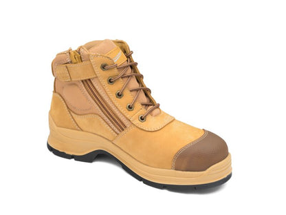 Blundstone 318 Wheat nubuck zip side ankle safety hiker