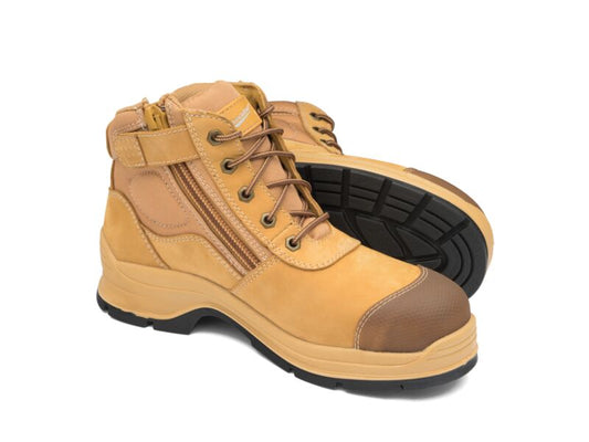 Blundstone 318 Wheat nubuck zip side ankle safety hiker