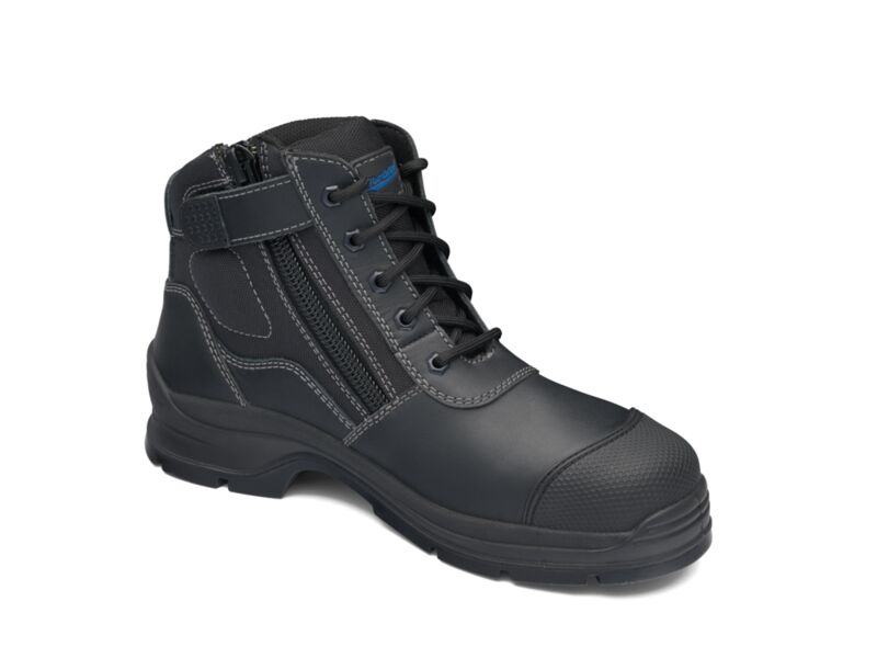 Blundstone 319 Black leather zip side ankle safety hiker