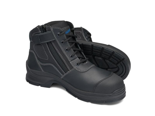 Blundstone 319 Black leather zip side ankle safety hiker