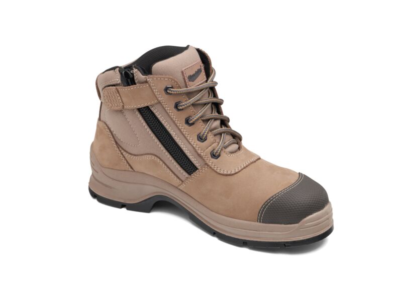 Blundstone 325 Stone nubuck zip side ankle safety boot