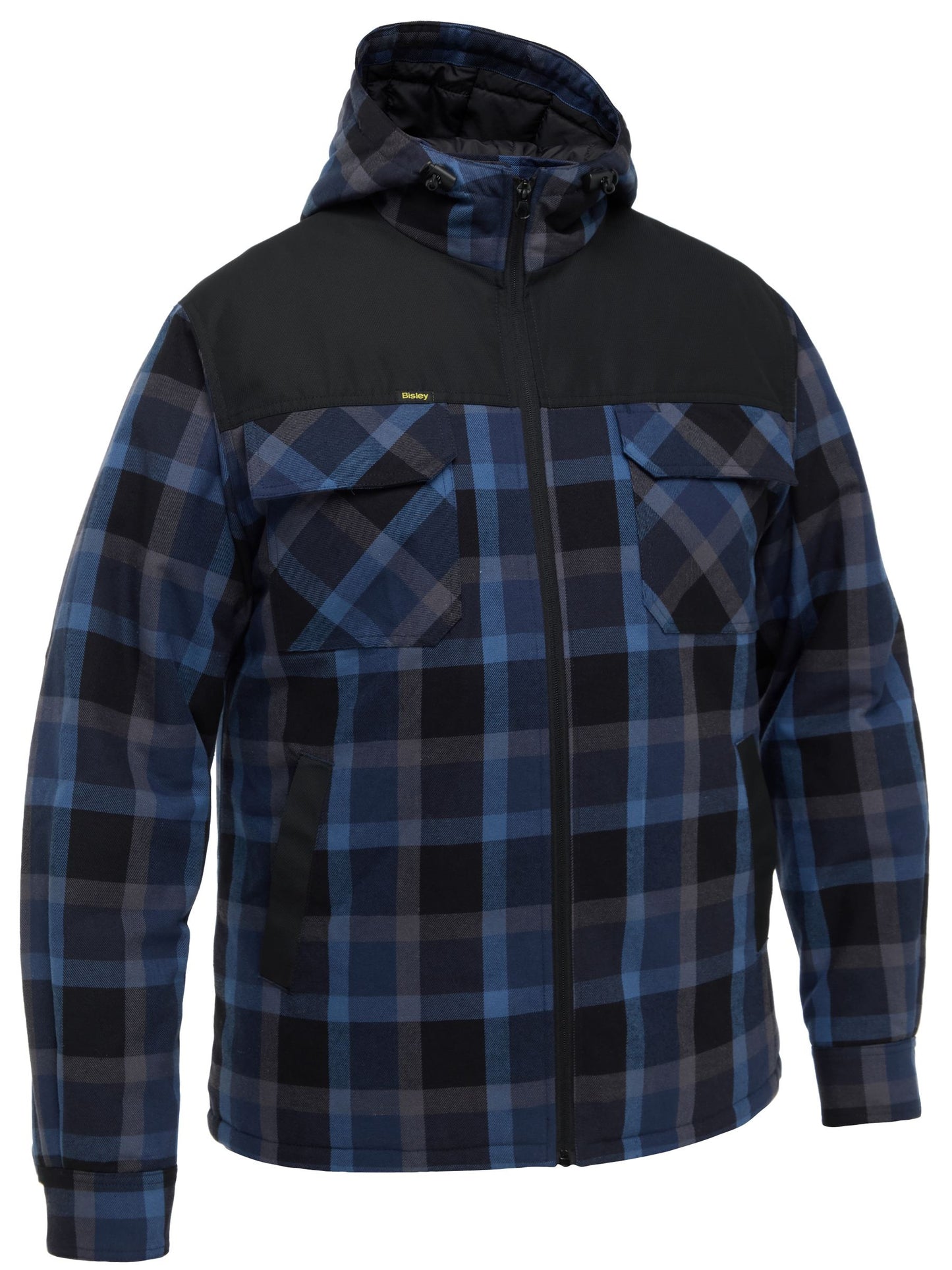 BJ6703 Contrast Check Zip Front Hoodie