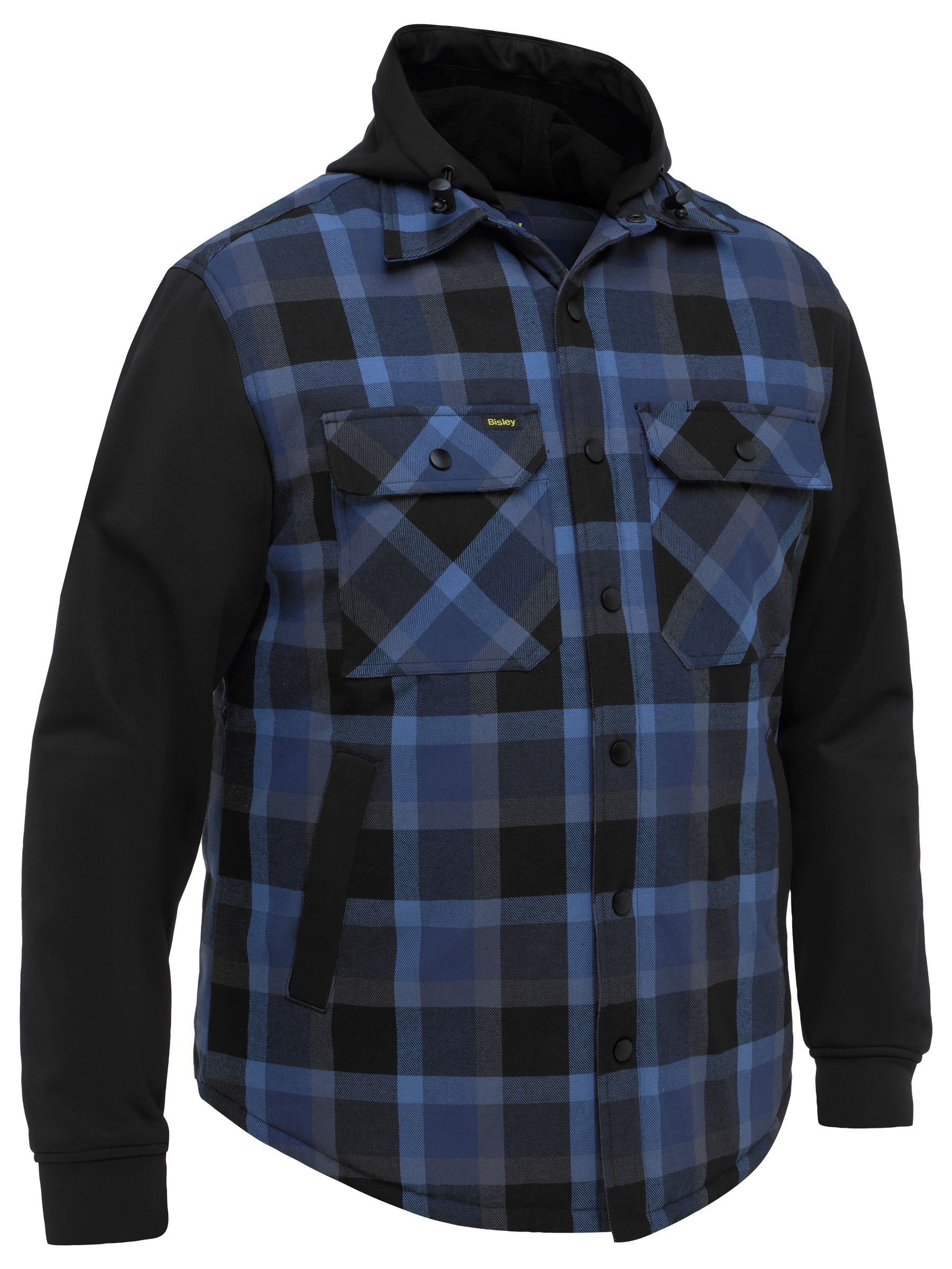 BJ6708 Contrast Check Hooded Shirt