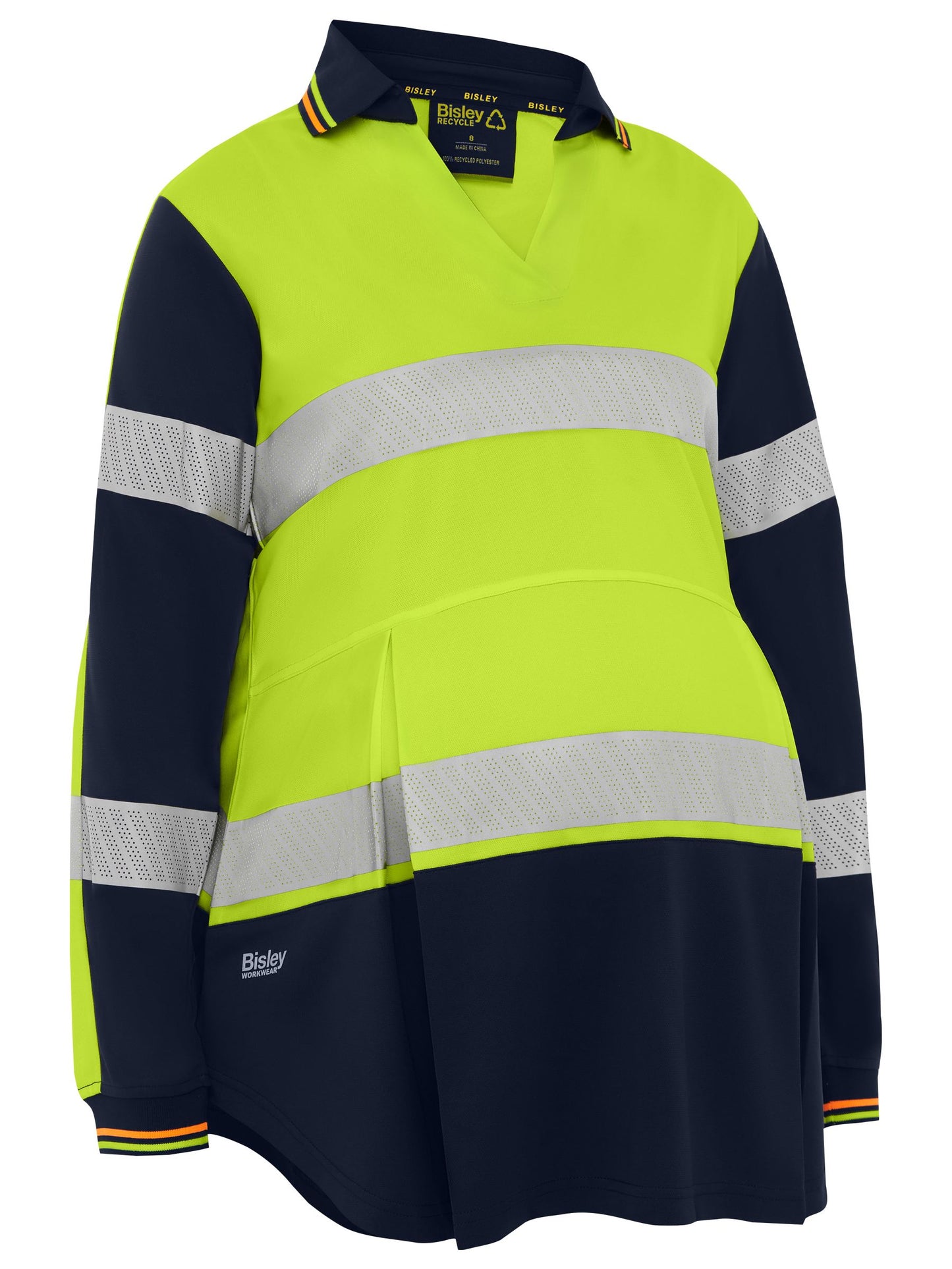 BKLM6225T Women's Taped Hi Vis Recycled V-Neck Maternity Polo