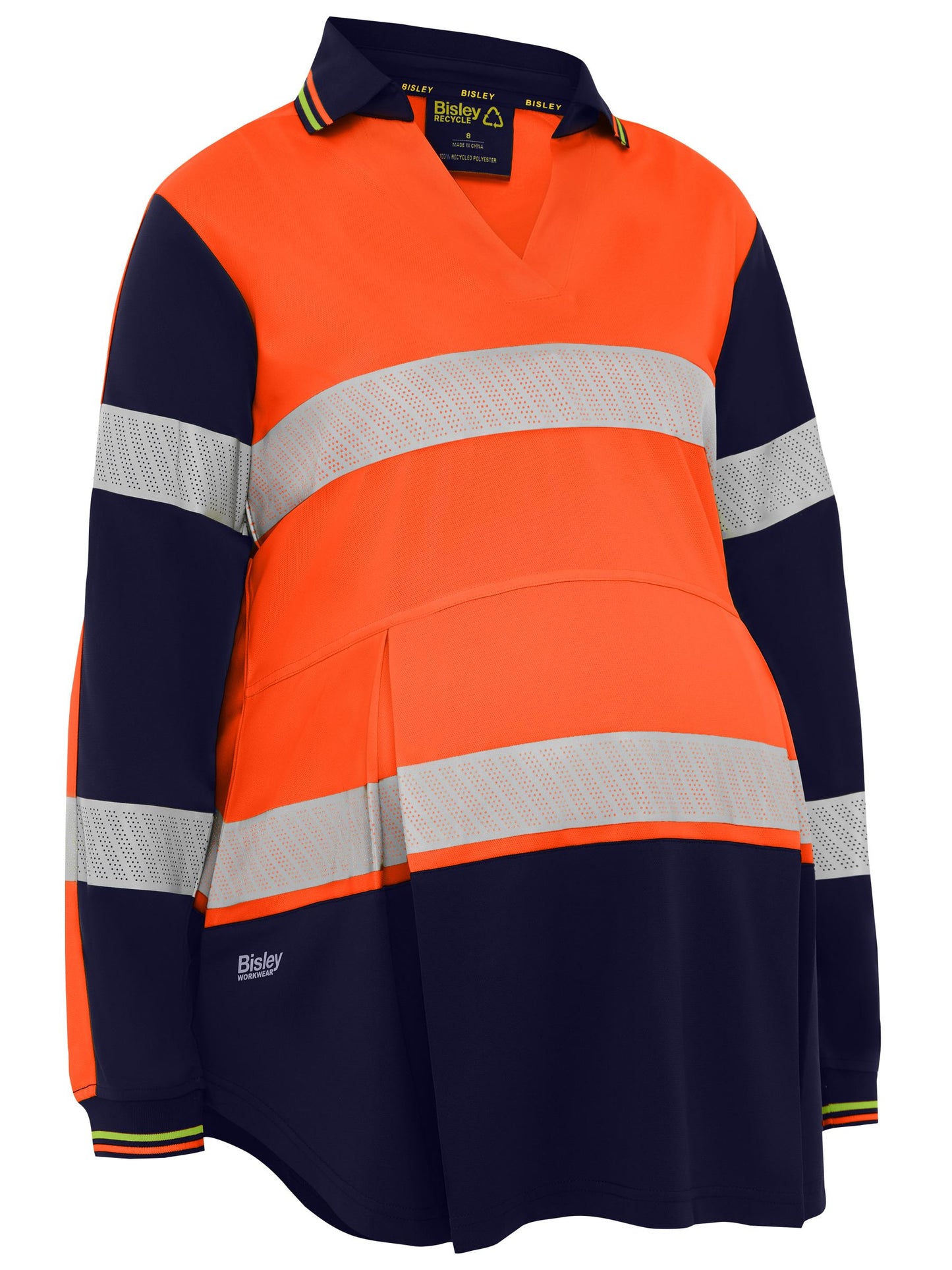 BKLM6225T Women's Taped Hi Vis Recycled V-Neck Maternity Polo