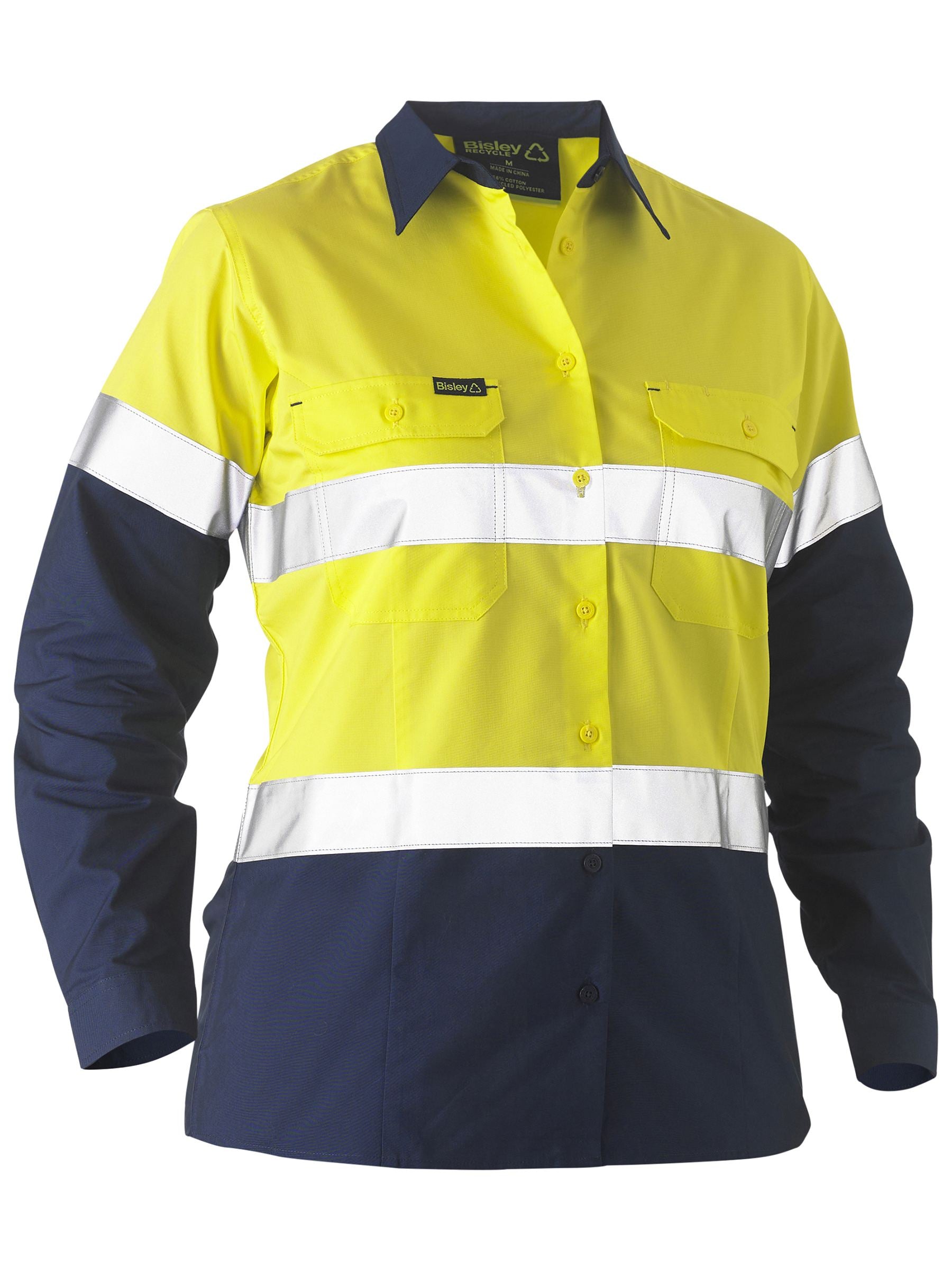 BL6996T Recycle Women's Taped Two Tone Hi Vis Drill Shirt