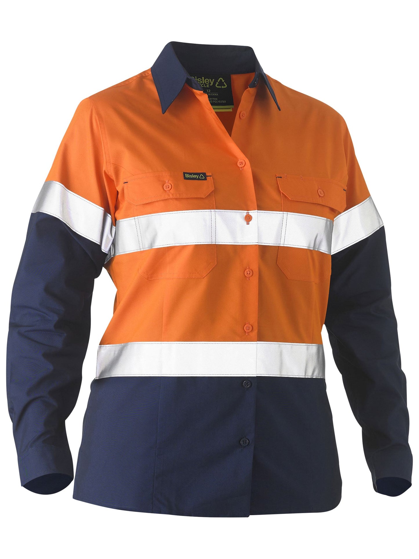 BL6996T Recycle Women's Taped Two Tone Hi Vis Drill Shirt