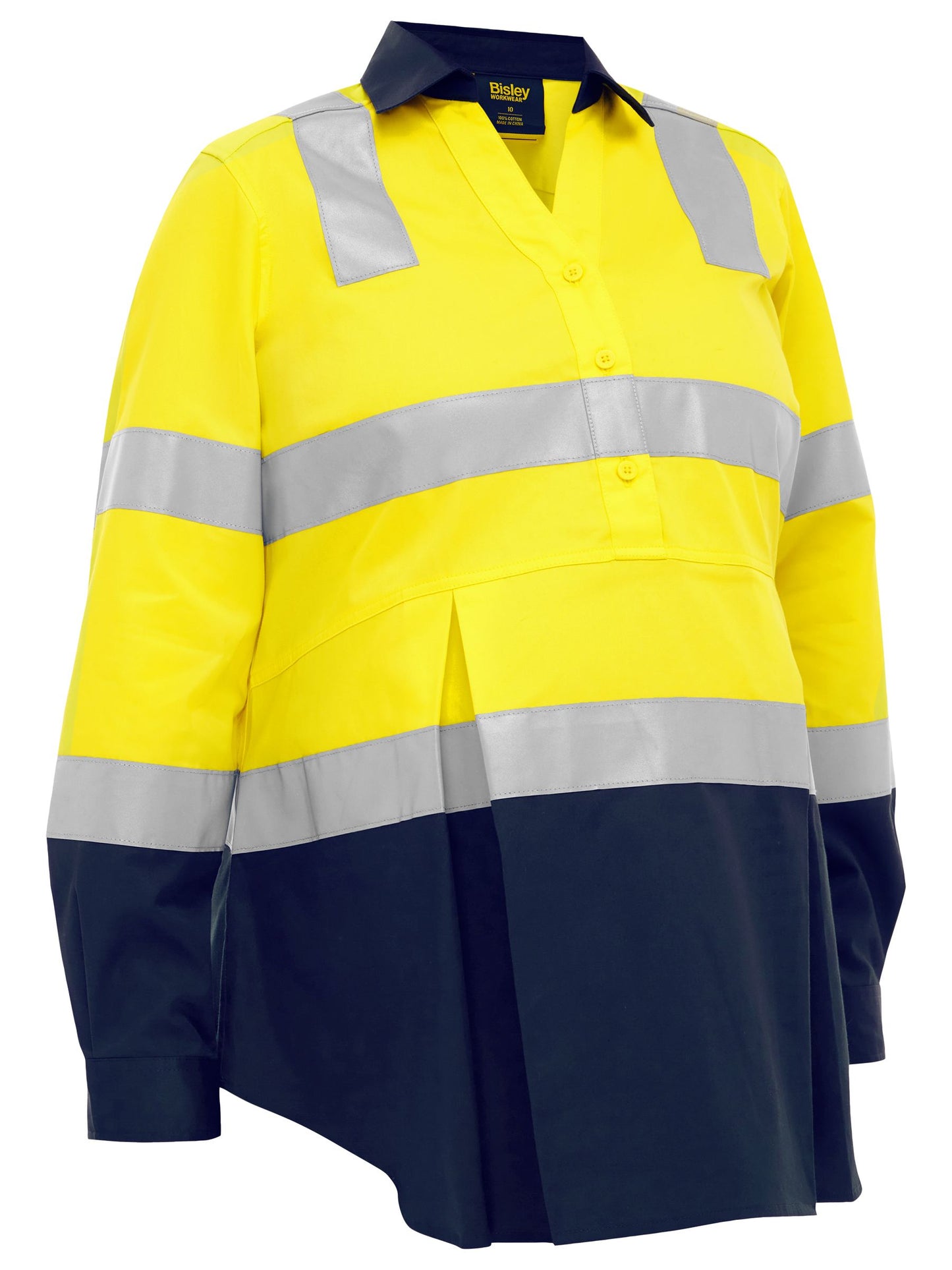 BLM6660T Women's Taped Two Tone Hi Vis Closed Front Maternity Shirt