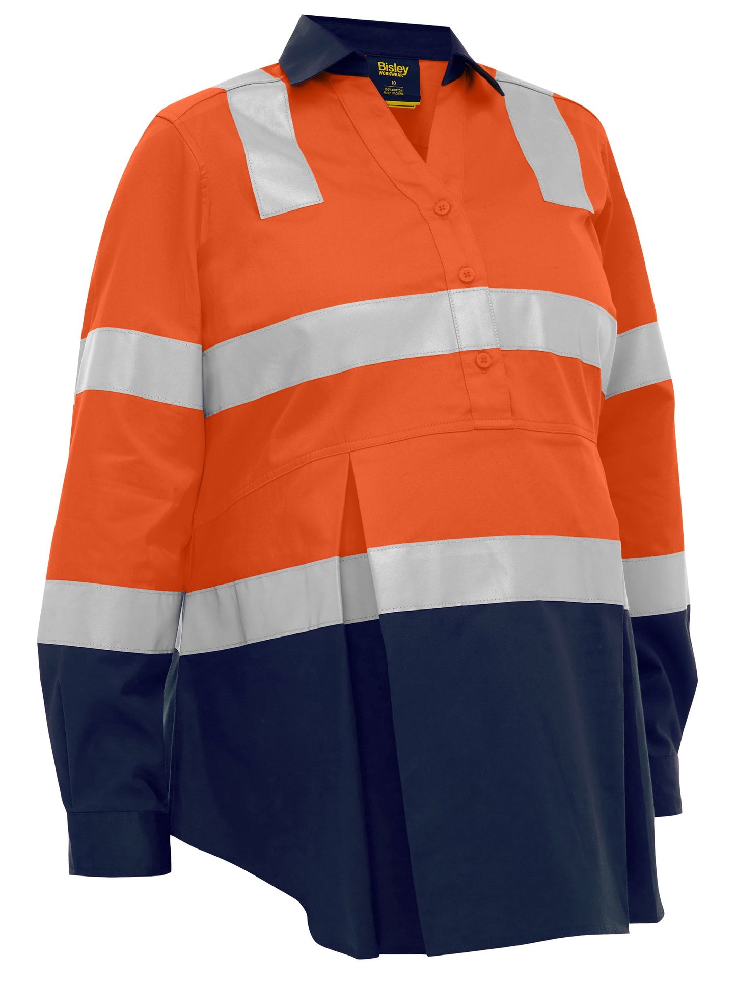 BLM6660T Women's Taped Two Tone Hi Vis Closed Front Maternity Shirt