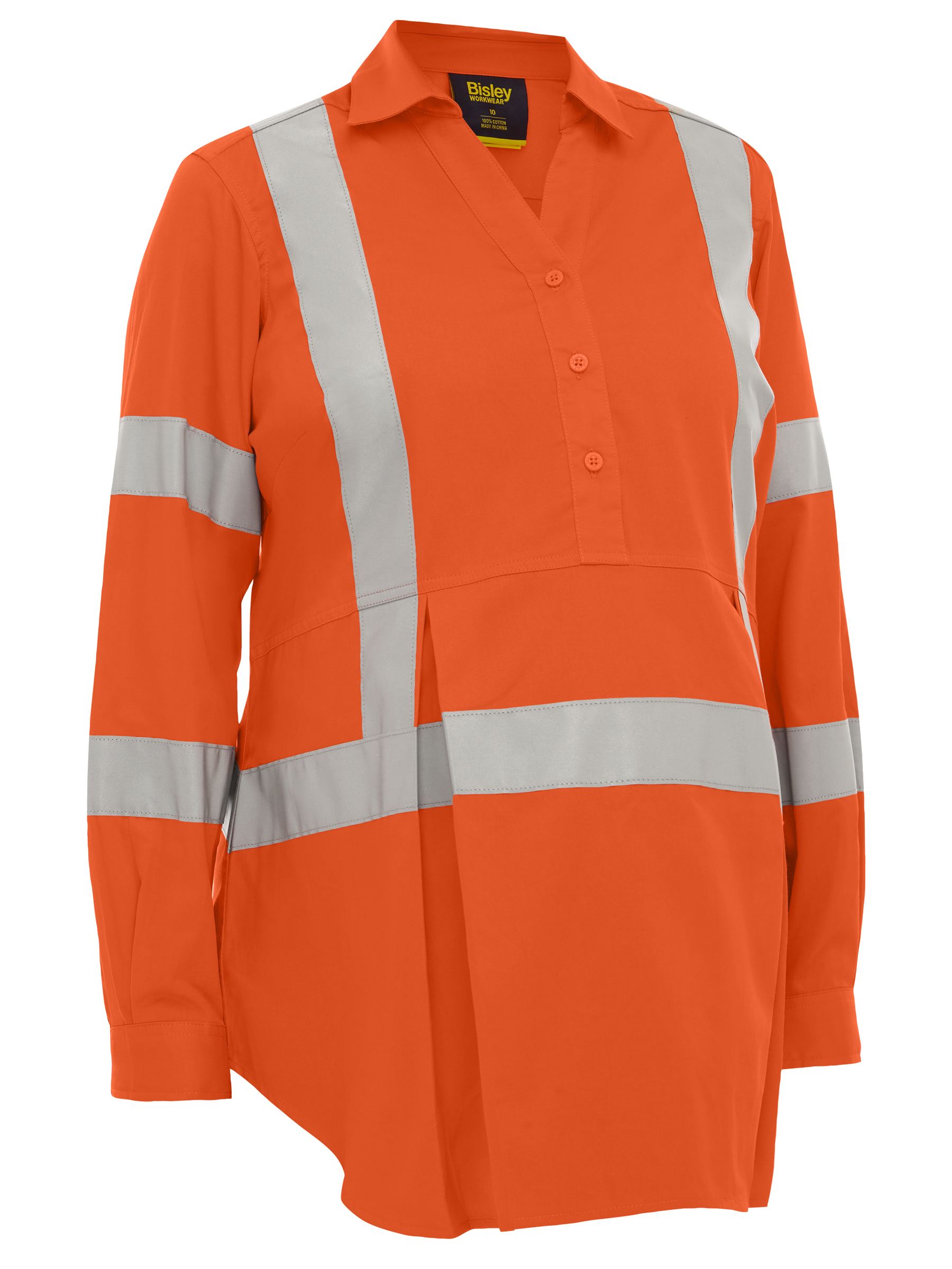 BLM6660XT Women's X Taped Hi Vis Closed Front Maternity Shirt