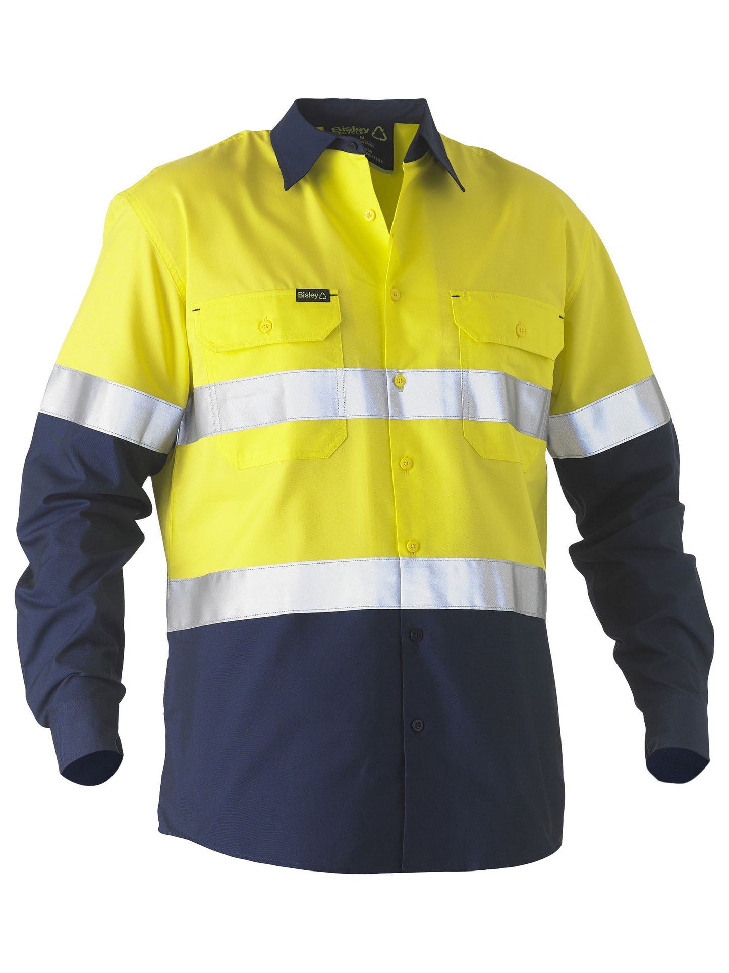 BS6996T Bisley Recycle Taped Two Tone Hi Vis Drill Shirt