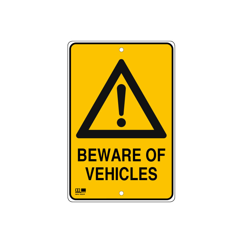 Pilot Sign - Beware of Vehicles - 300 x 450 x 1.4mm Polypropylene