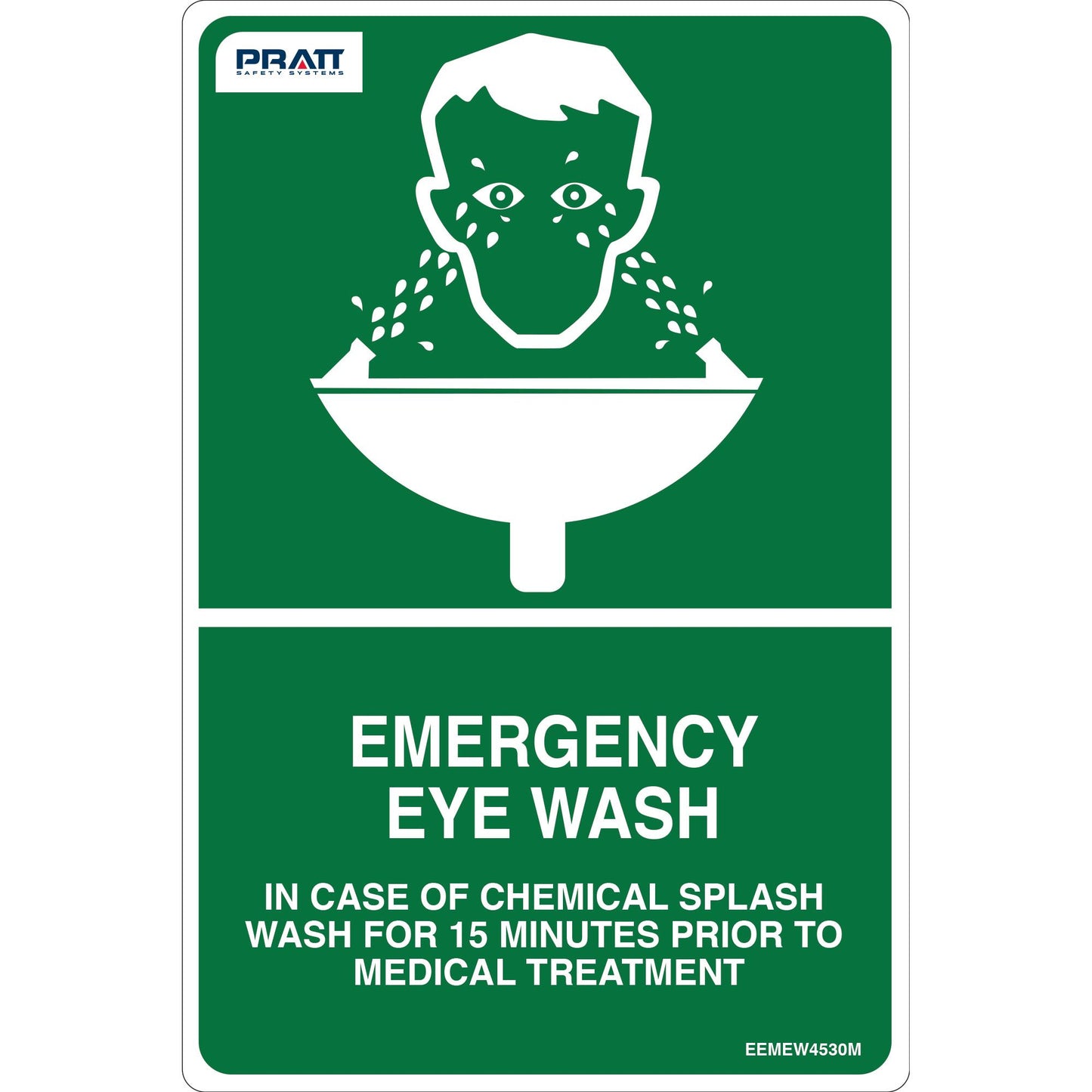 Pratt Safety Emergency Eyewash Sign 450 x 300mm Metal