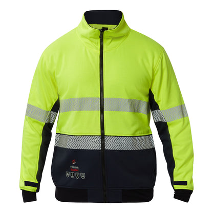 Flamebuster FJV032 Mens HRC2 Inherent Reflective Wet Weather 3 In 1 Jacket in Yellow/Navy