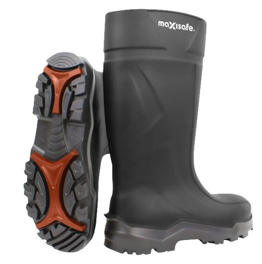 Maxisafe FWS804 XtremeGrip Black Polyurethane Gumboots