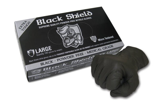 Maxisafe GNB218 Black Shield Heavy Duty Disposable Nitrile Gloves, Powder Free
