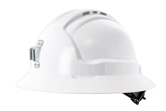 Maxisafe HFB41RH-ML-WH Tuffgard Full Brim Vented Hard Hat with Metal Miners Lamp