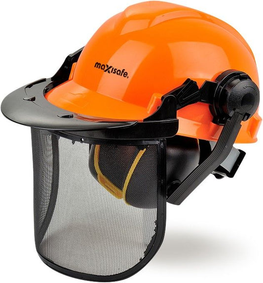 Maxisafe HFK563 Forestry Kit with Orange Hard Hat, Mesh Visor & Earmuffs
