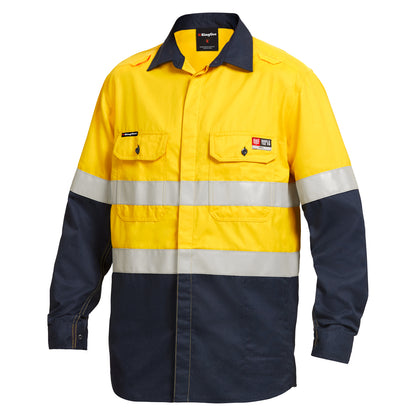 King Gee K84000 Shieldtec LENZING FR Hi-Vis Spliced Open Front Taped Shirt PPE2