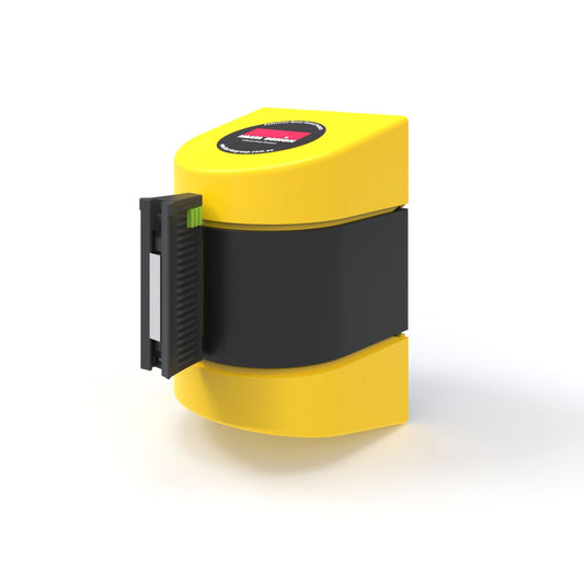 Magnetic Mount Retractable Belt Barrier 5m with SS Spring - PVC - Black/Yellow