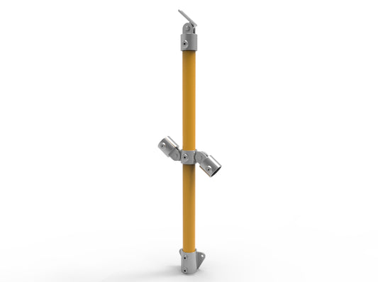 NoWeld Angled Through Post Vertical Mount - Galvanised and Powder Coated Yellow