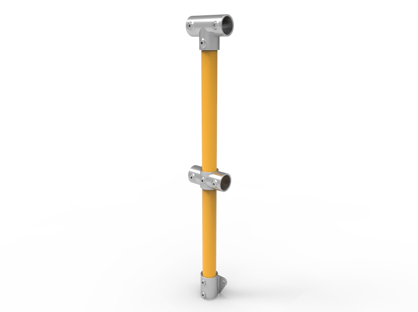 NoWeld Through Post Vertical Mount - Galvanised and Powder Coated Yellow