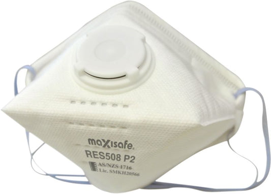 Maxisafe RES508C-3 P2 Flat Fold Respirator with Valve, card of 3