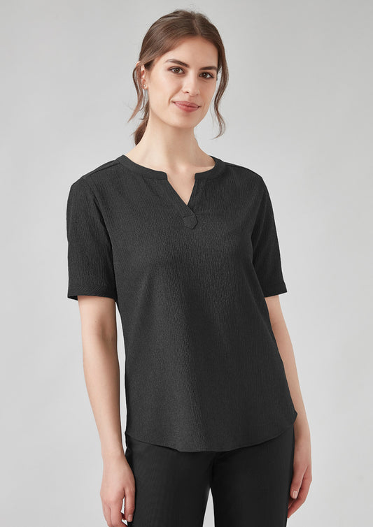 BizCorporate RU568LS Womens Ruche Short Sleeve Blouse