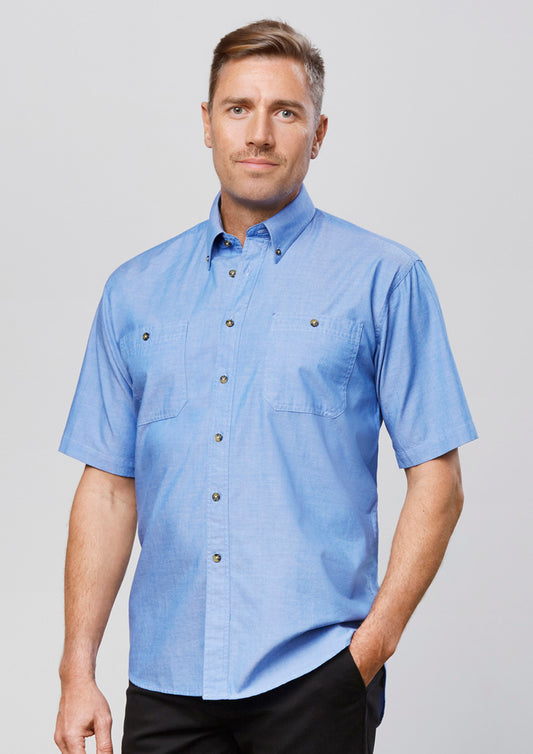 BizCollection SH113 Mens Chambray Short Sleeve Shirt