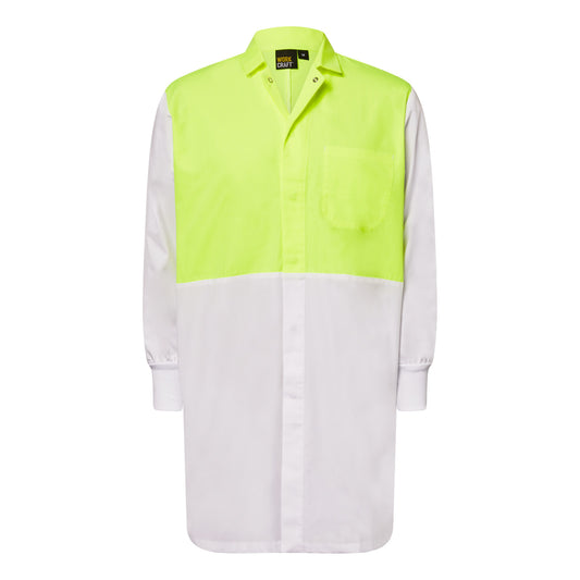 Workcraft WJ1123 Food Industry Dustcoat With Internal Pocket in Dayglow Yellow/White