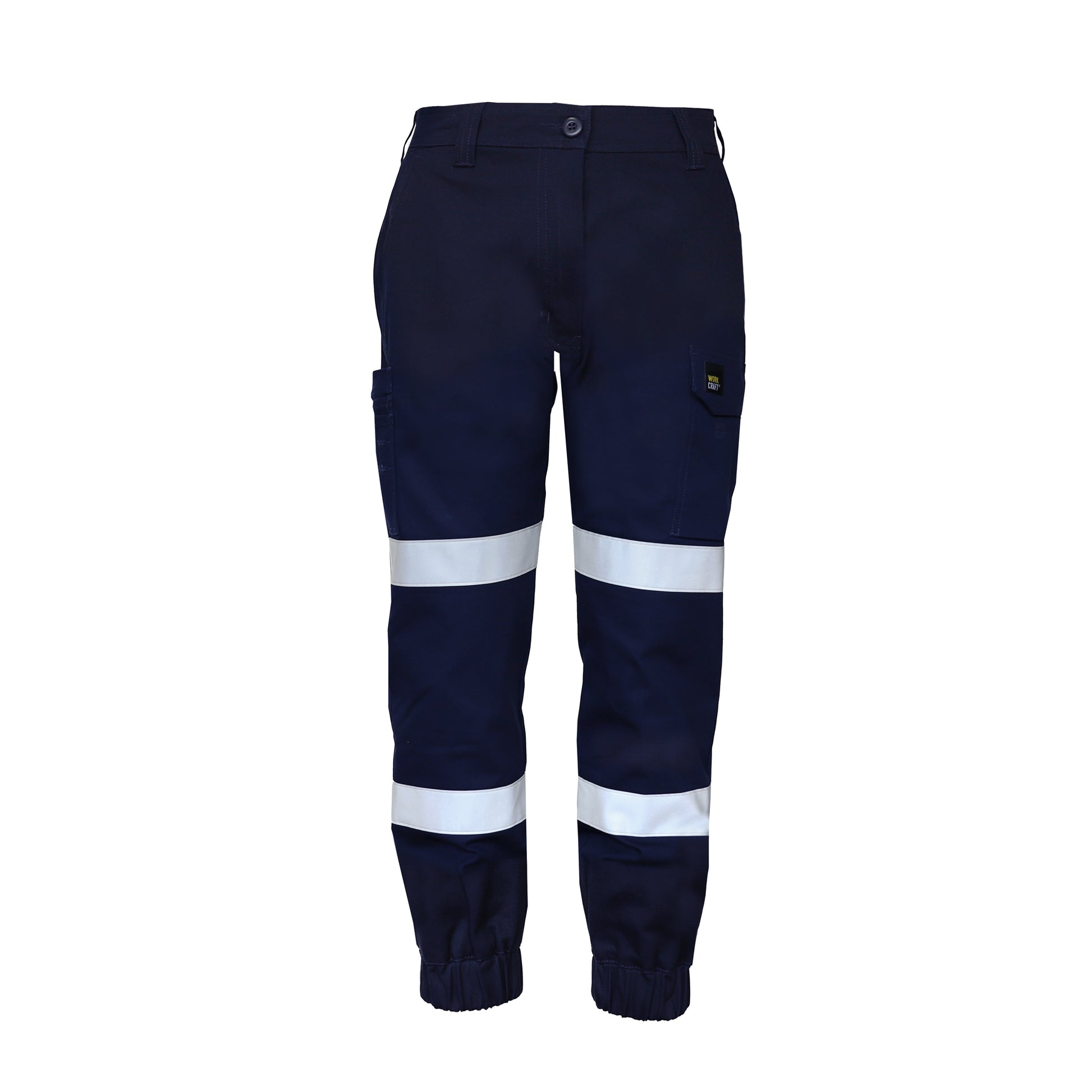 Workcraft WP4076 Mens Stretch Drill Cargo Pant-Tape & Cuffed Hem in Navy
