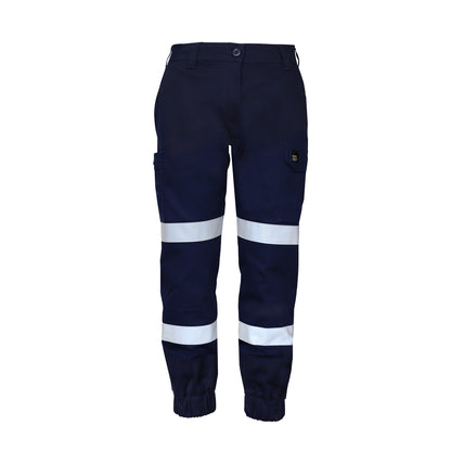 Workcraft WP4076 Mens Stretch Drill Cargo Pant-Tape & Cuffed Hem in Navy