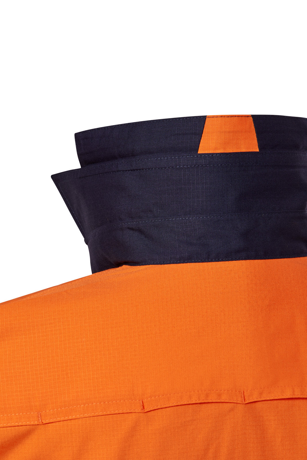 Workcraft WS6068 Mens Hi Vis Long Sleeve Vented Reflective Ripstop Shirt in Orange/Navy