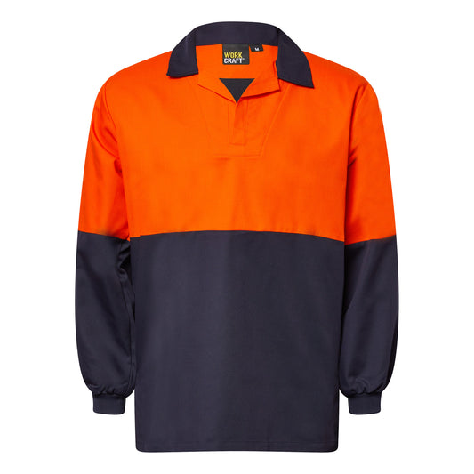 Workcraft WS6073 Long Sleeve Food Industry Jacshirt With Modesty Insert in Orange/Navy