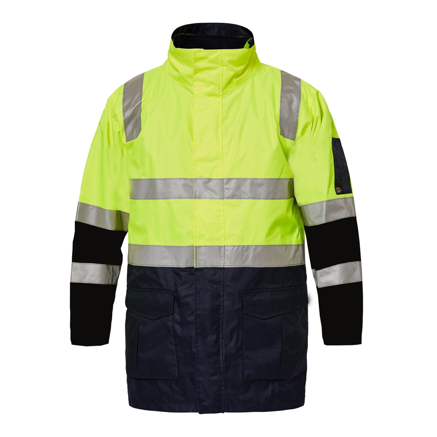 Workcraft WW9024 Hi Vis Reflective Jacket in Yellow/Navy
