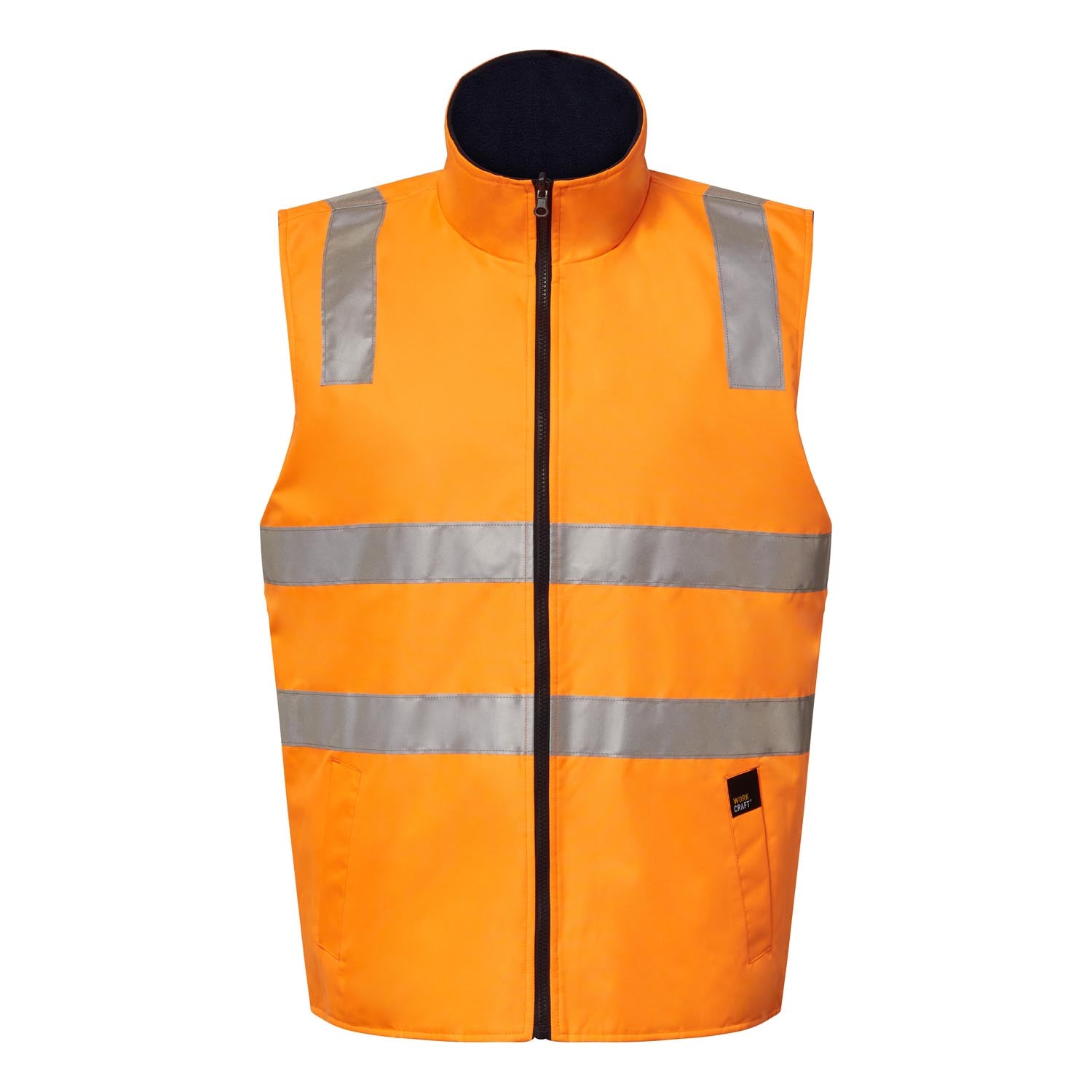 Workcraft WW9026 VIC Rail Hi Vis Reversible Fleece Reflective Vest in Safety Orange