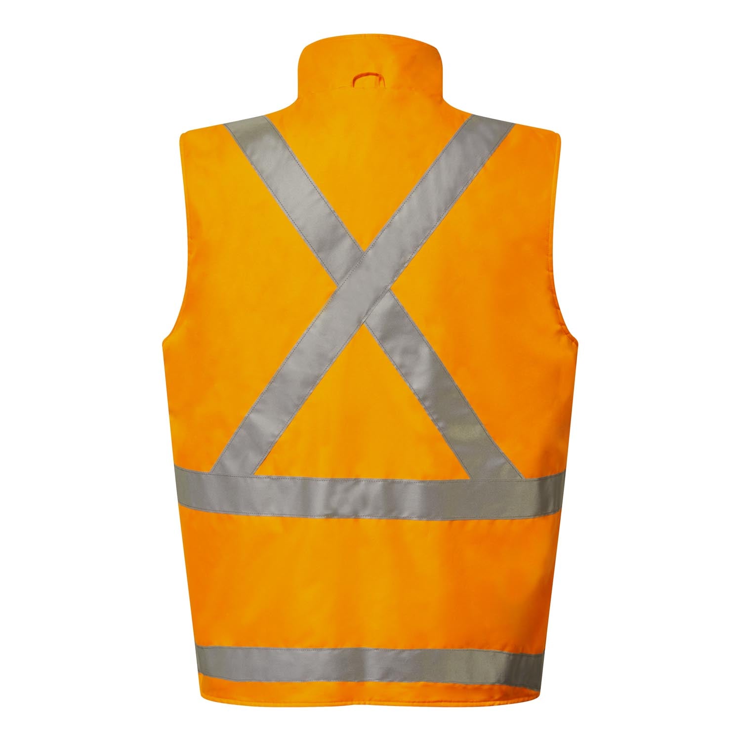 Workcraft WW9029 NSW Rail Hi Vis Reversible Fleece Reflective Vest With X-Pattern Tape in Safety Orange