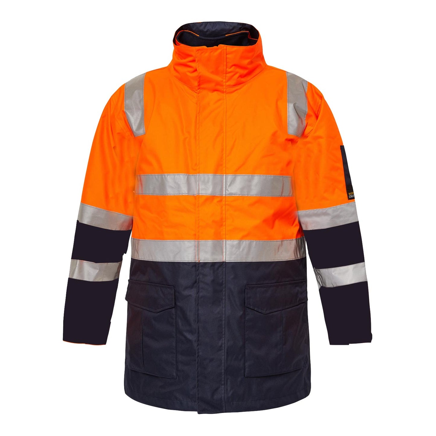 Workcraft WW9032 Hi Vis 6 In 1 Two Tone Reflective Jacket With Removable Sleeves in Orange/Navy