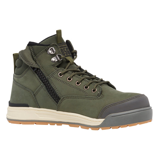 Hard Yakka Y60203 3056 Lace Up & Side Zip Steel Toe Safety Boot - Olive