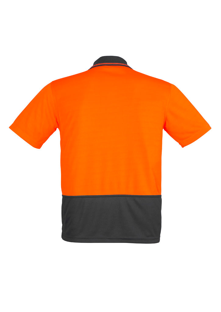 Syzmik Unisex Hi Vis Basic Short Sleeve Polo - Orange/Charcoal