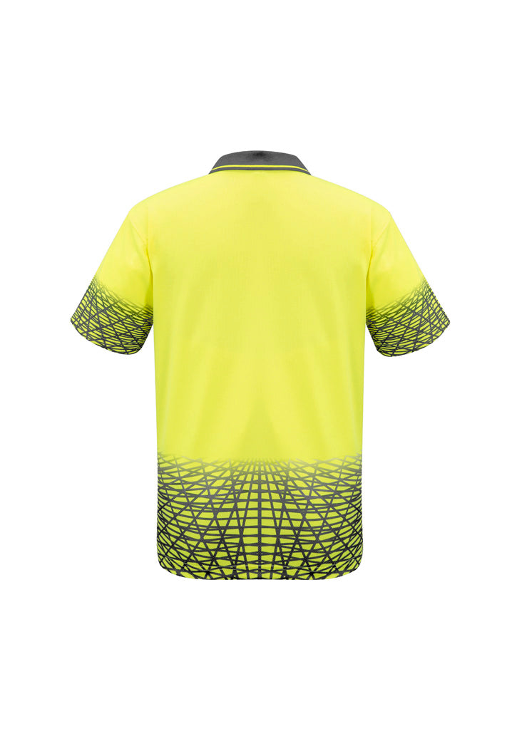 Syzmik Men's Hi Vis Tracks Short Sleeve Polo - Yellow/Charcoal